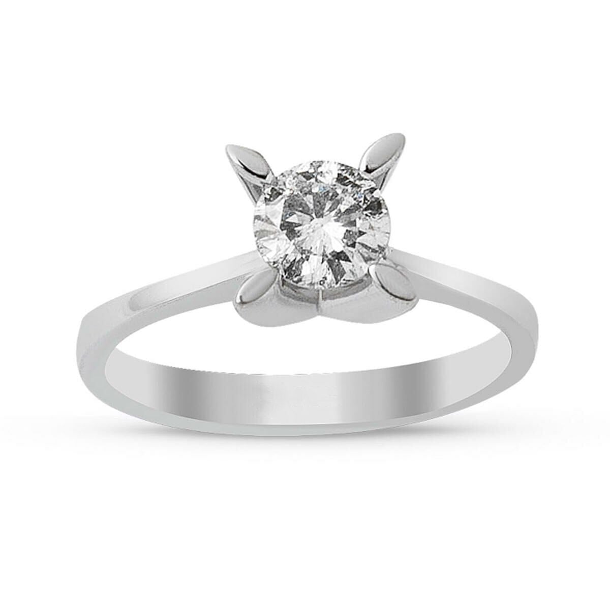 14K White Gold G Tone 0.31 Ct Diamond Solitaire Ring