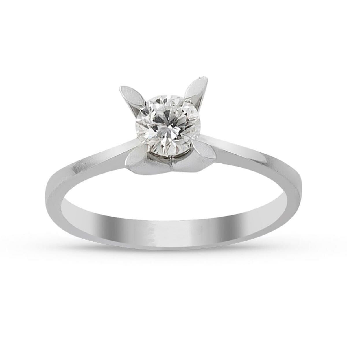 14K White Gold 0.17 Ct G Tone Single Stone Diamond Ring