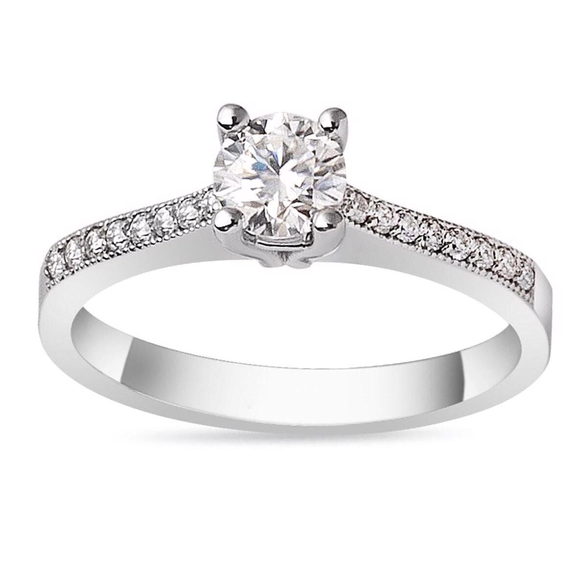 14K White Gold 0.45 Ct Solitaire Diamond Ring