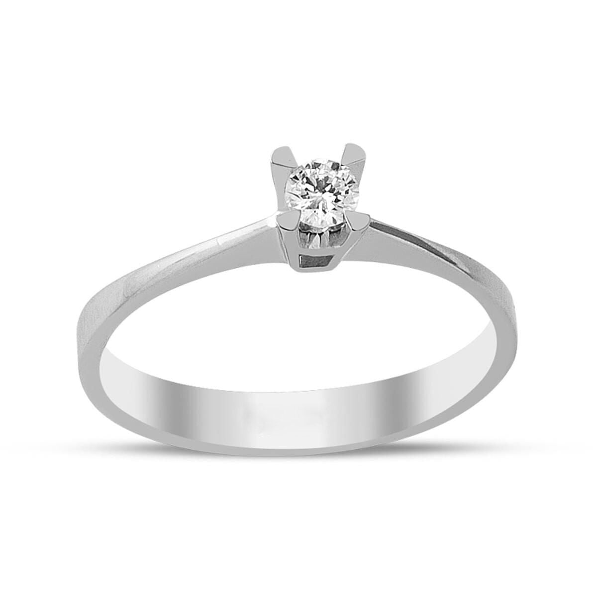 14K White Gold 0.11 Ct Solitaire Diamond Ring