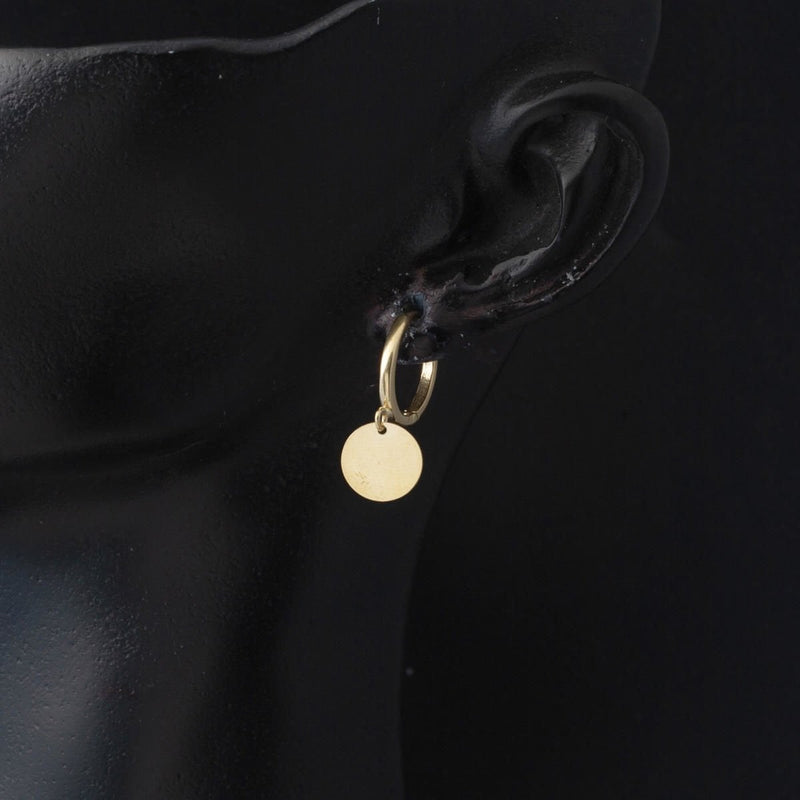 14K Yellow Gold Designer Inspired Sequin Dangle Earrings