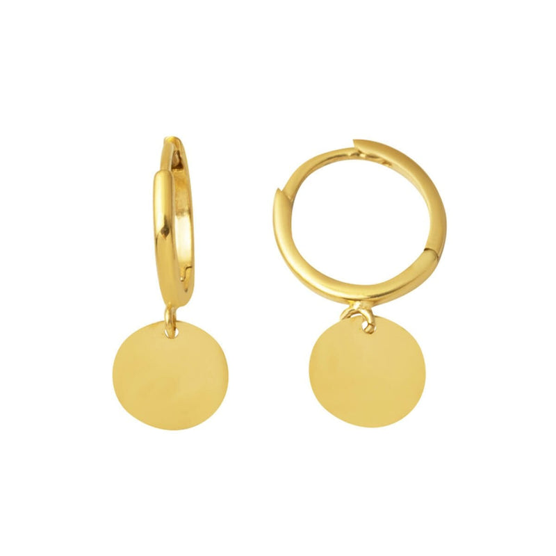 14K Yellow Gold Designer Inspired Sequin Dangle Earrings