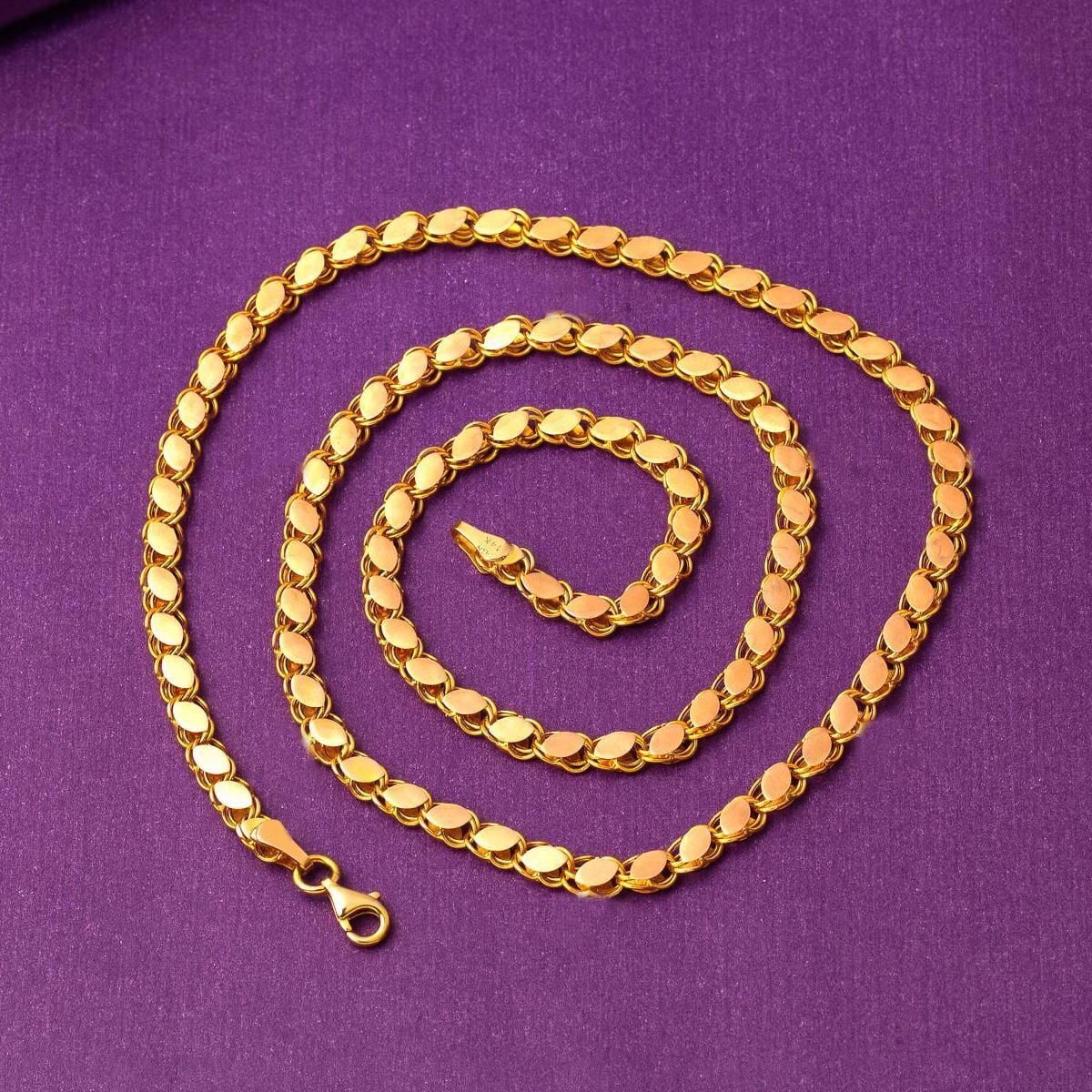 14K Yellow Gold Sequin Chain 45 cm