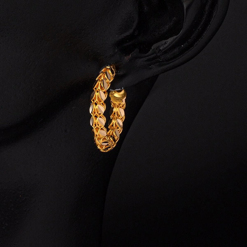22K Yellow Gold Sequin Hoop Earrings