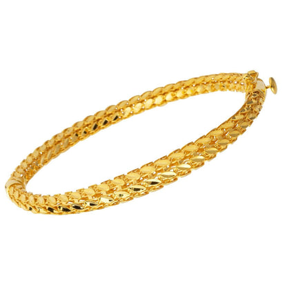 22K Yellow Gold Sequin Hinged Cuff Bangle