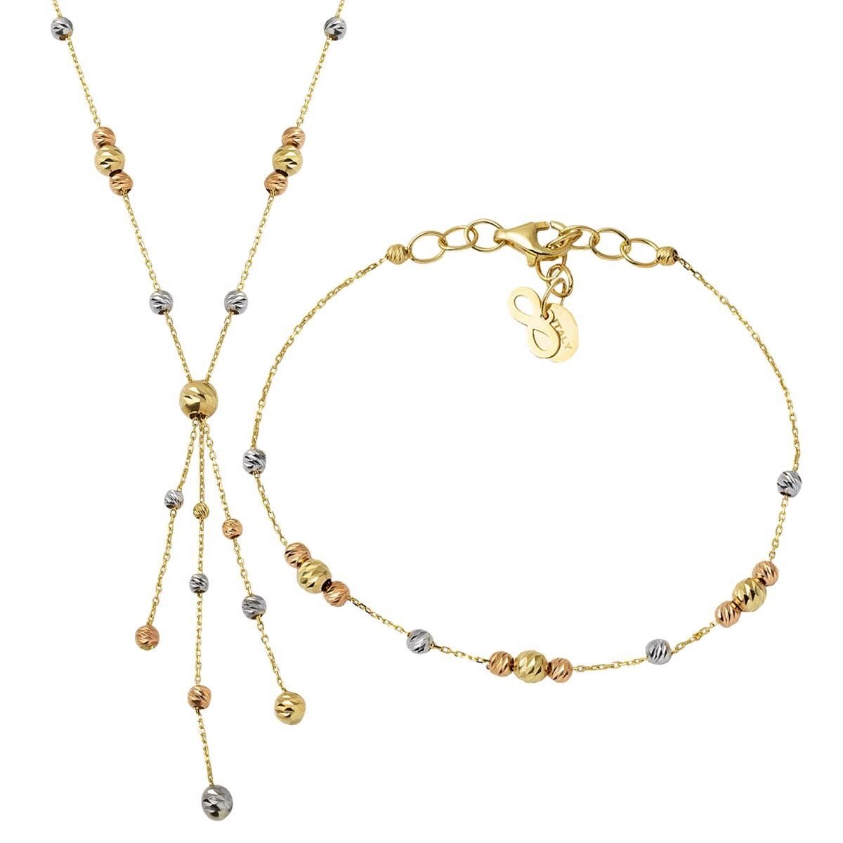 14K Yellow Gold Tassel Gold Bead Set