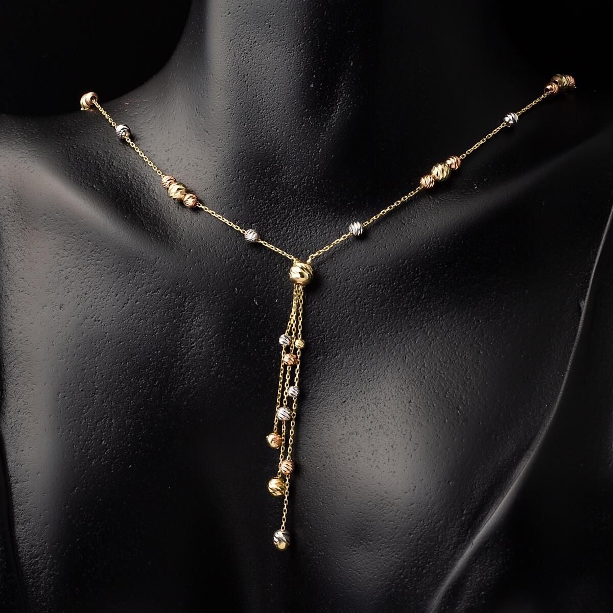 14K Yellow Gold Tassel Gold Bead Set