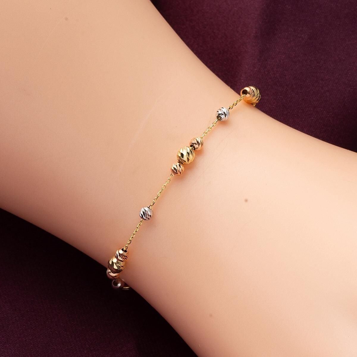 14K Yellow Gold Tassel Gold Bead Set