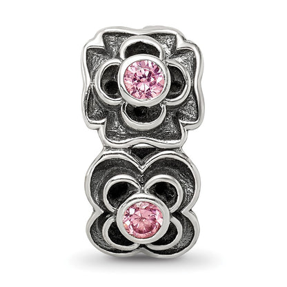 Sterling Silver Reflections Pink Cz Connector Bead