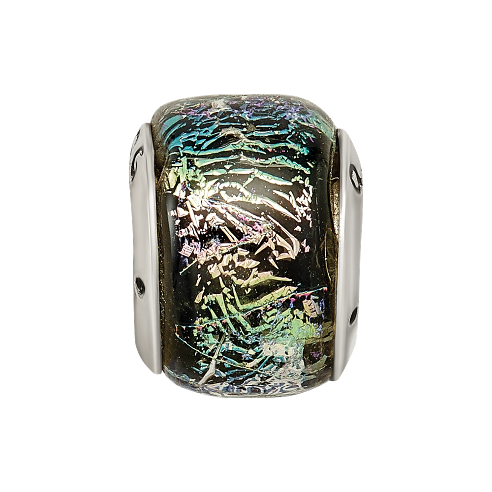 Sterling Silver Reflections Rainbow Dichroic Glass Bead
