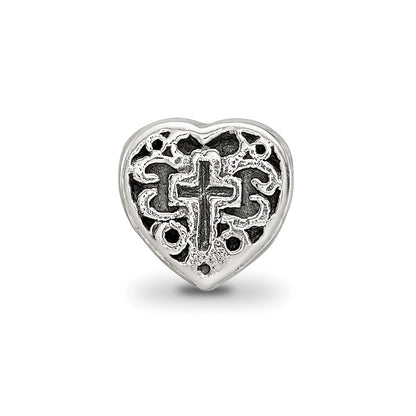 Sterling Silver Reflections Kids Heart W/Cross And Scroll Bead