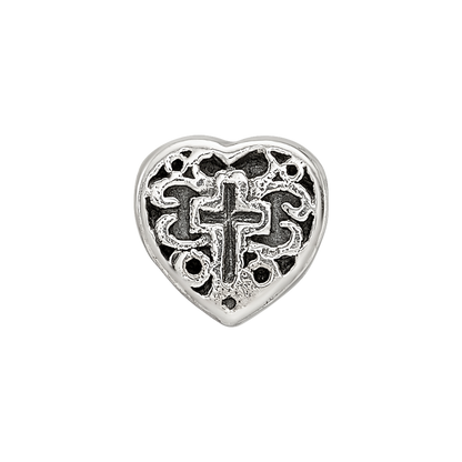 Sterling Silver Reflections Kids Heart W/Cross And Scroll Bead