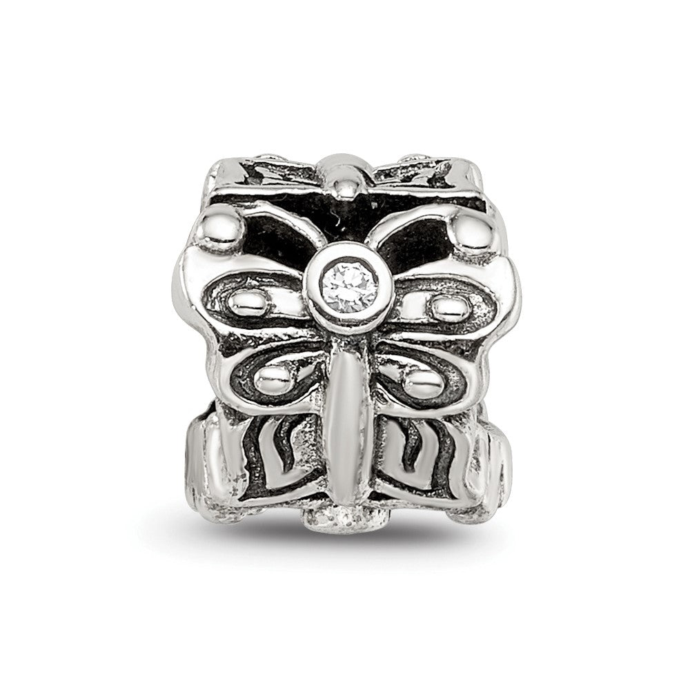 Sterling Silver Reflections Butterfly W/Cz Bali Bead