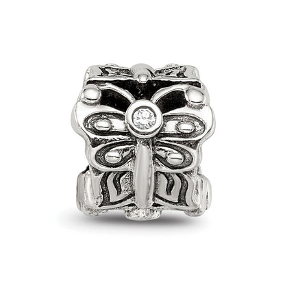 Sterling Silver Reflections Butterfly W/Cz Bali Bead