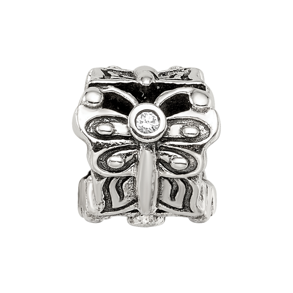 Sterling Silver Reflections Butterfly W/Cz Bali Bead