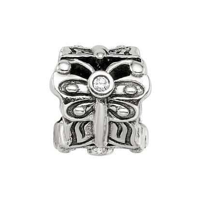 Sterling Silver Reflections Butterfly W/Cz Bali Bead