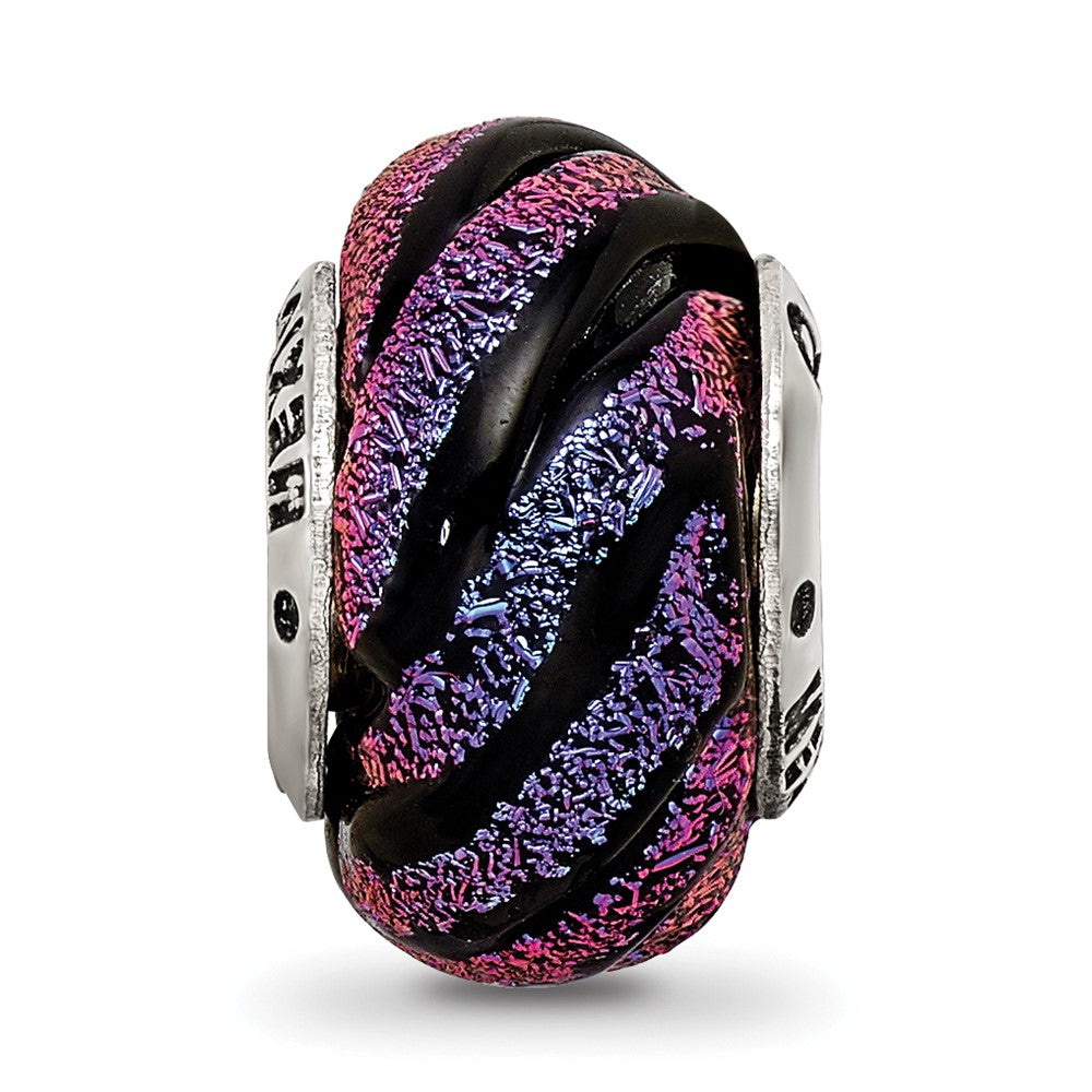 Sterling Silver Reflections Purple Swirl Dichroic Glass Bead