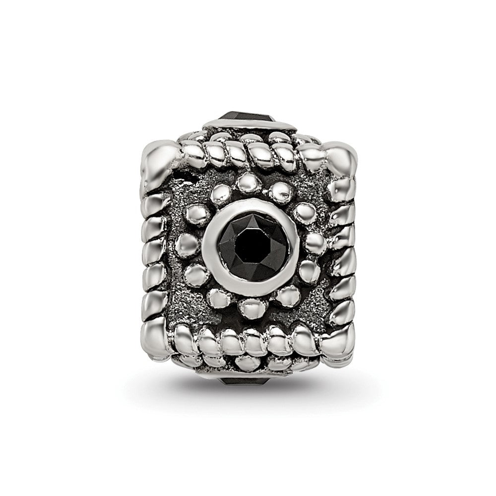 Sterling Silver Reflections Square 4 Cz Bead