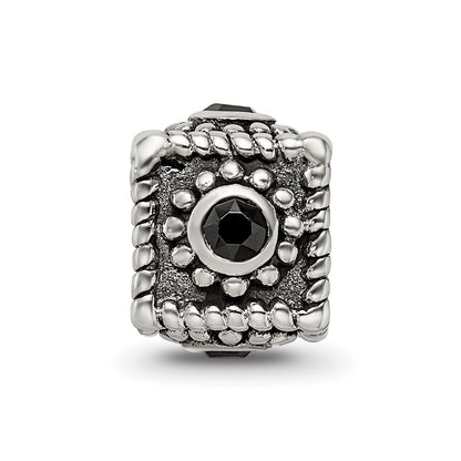 Sterling Silver Reflections Square 4 Cz Bead