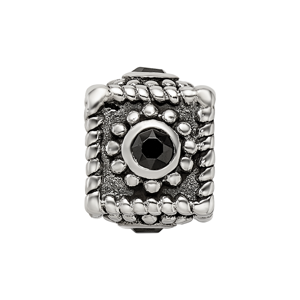 Sterling Silver Reflections Square 4 Cz Bead