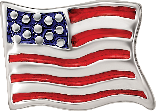 Sterling Silver Reflections Enameled Usa Flag Bead