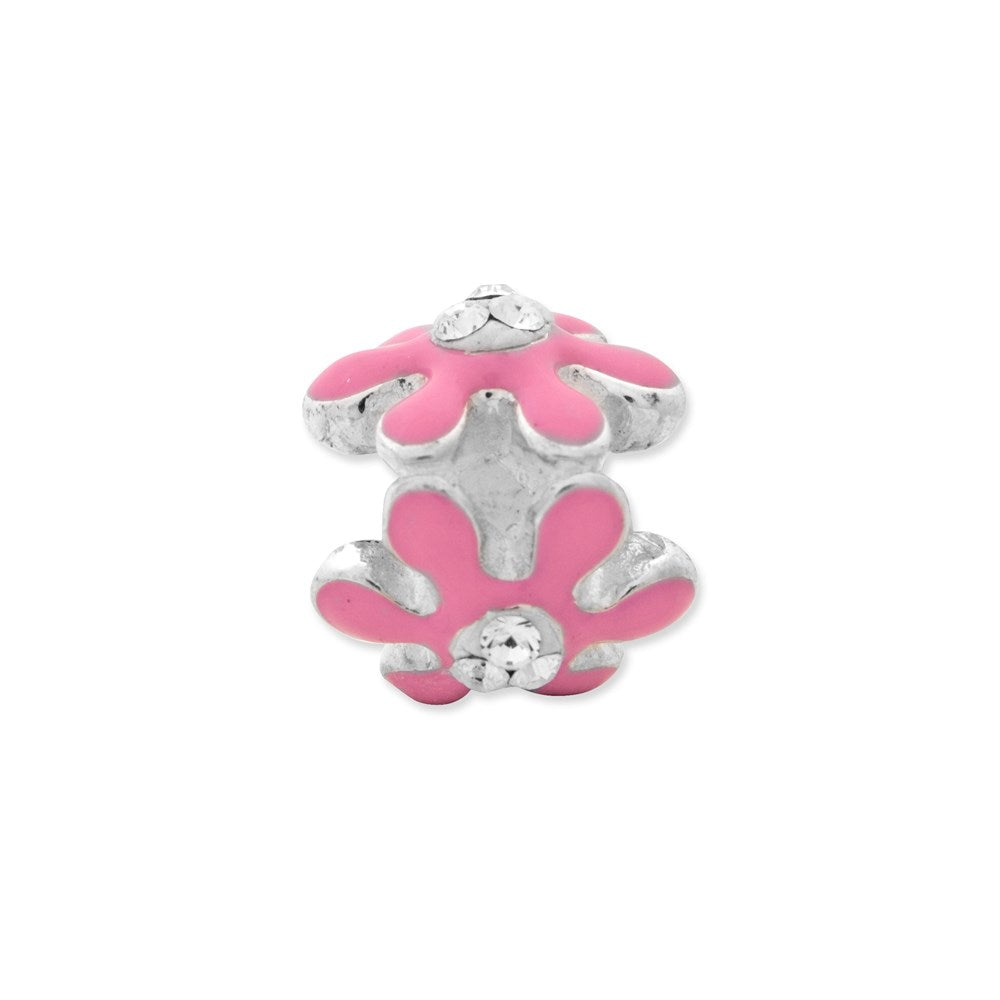 Sterling Silver Reflections Pink Flower W/Swarovski Crystal Bead