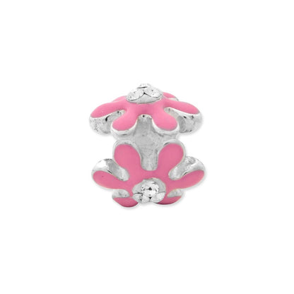Sterling Silver Reflections Pink Flower W/Swarovski Crystal Bead