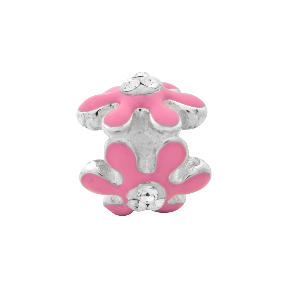 Sterling Silver Reflections Pink Flower W/Swarovski Crystal Bead
