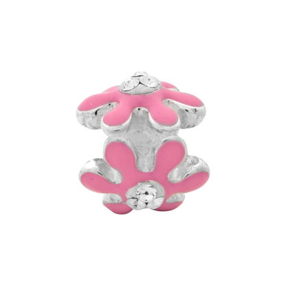 Sterling Silver Reflections Pink Flower W/Swarovski Crystal Bead
