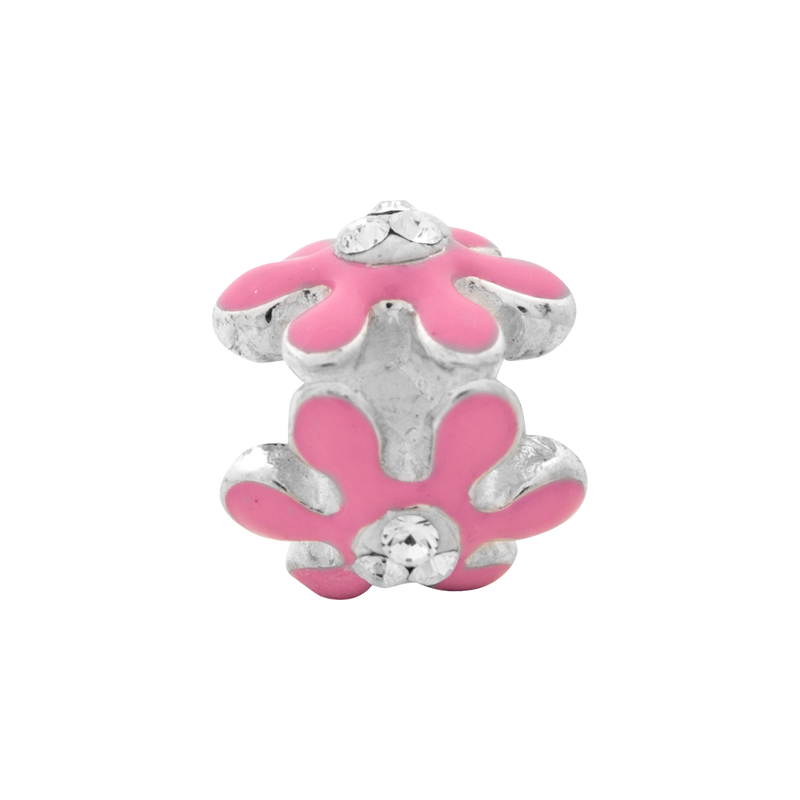 Sterling Silver Reflections Pink Flower W/Swarovski Crystal Bead