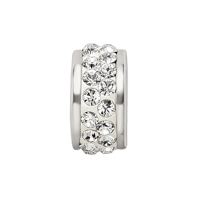 Sterling Silver Reflections Double Row White Preciosa Crystal Bead