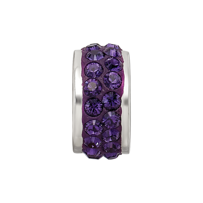 Sterling Silver Reflections Purple Double Row Preciosa Crystal Bead