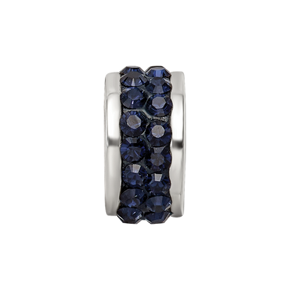Sterling Silver Reflections Dark Blue Double Row Preciosa Crystal Bead