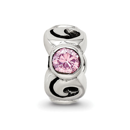 Sterling Silver Reflections Pink Cz Bead