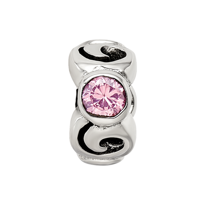 Sterling Silver Reflections Pink Cz Bead