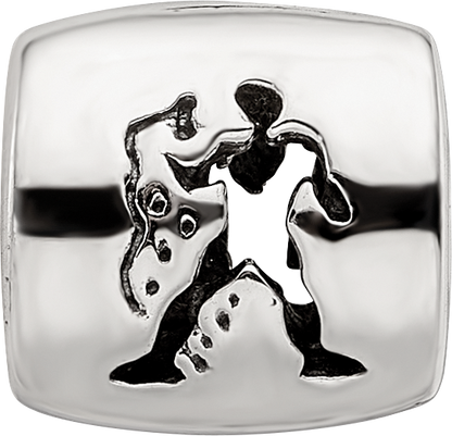Sterling Silver Reflections Aquarius Zodiac Antiqued Bead