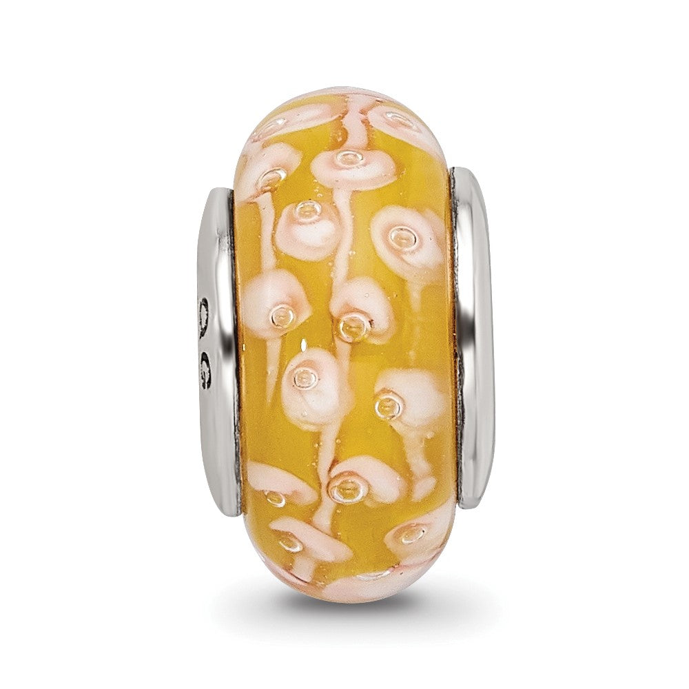 Sterling Silver Reflectionsyellow Hand-Blown Glass Bead