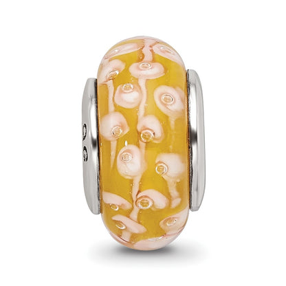 Sterling Silver Reflectionsyellow Hand-Blown Glass Bead