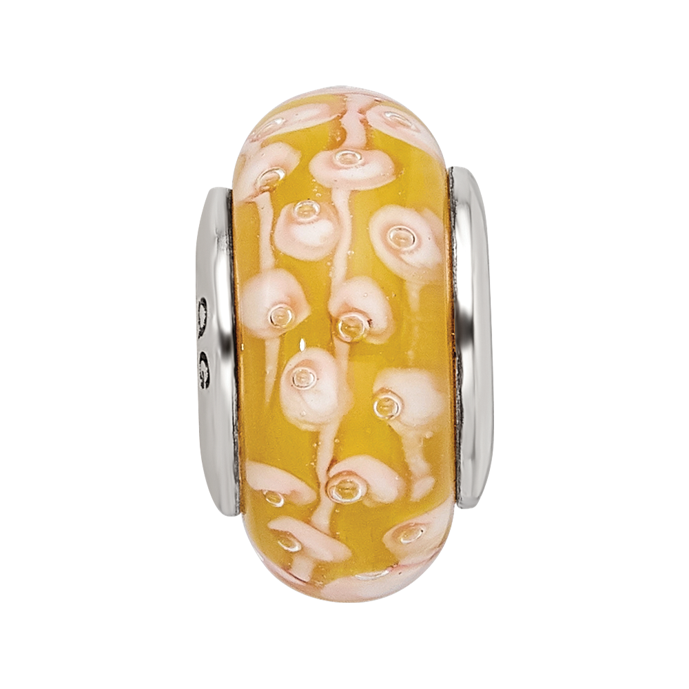 Sterling Silver Reflectionsyellow Hand-Blown Glass Bead