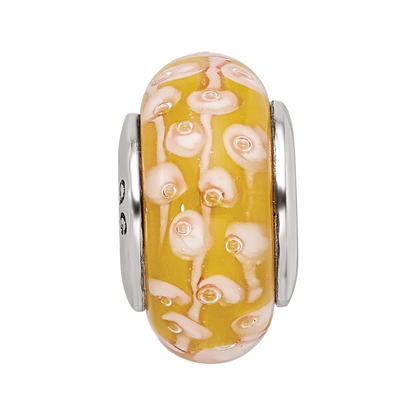 Sterling Silver Reflectionsyellow Hand-Blown Glass Bead