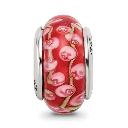 Sterling Silver Reflections Pink/Red Hand-Blown Glass Bead