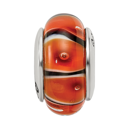Sterling Silver Reflections Orange Hand-Blown Glass Bead