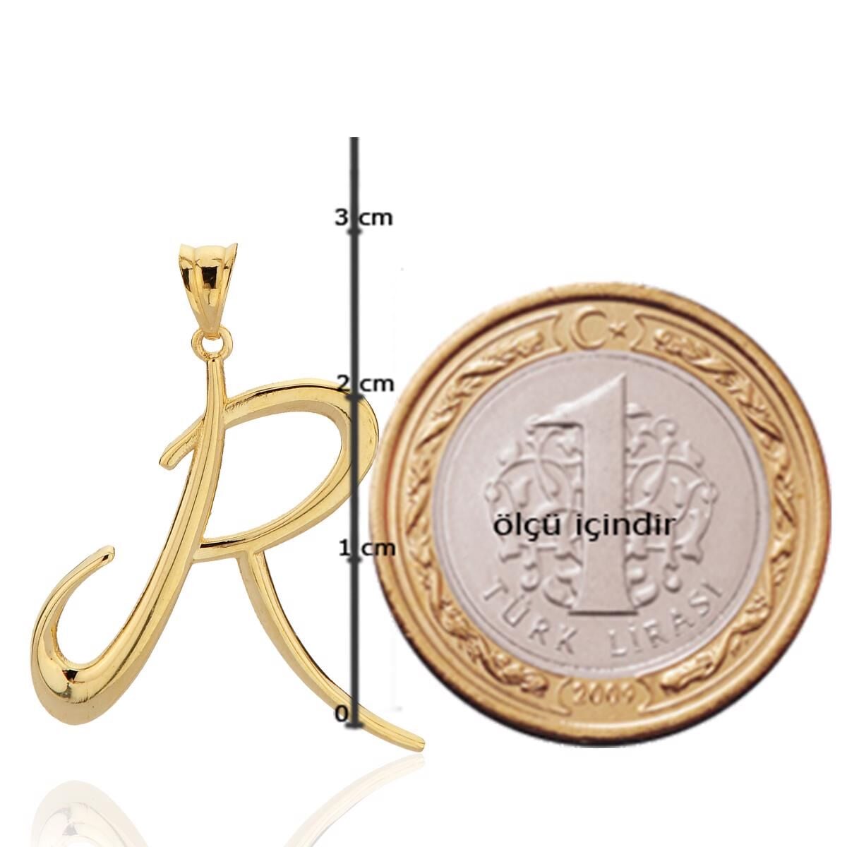 14K Yellow Gold R Initial Necklace