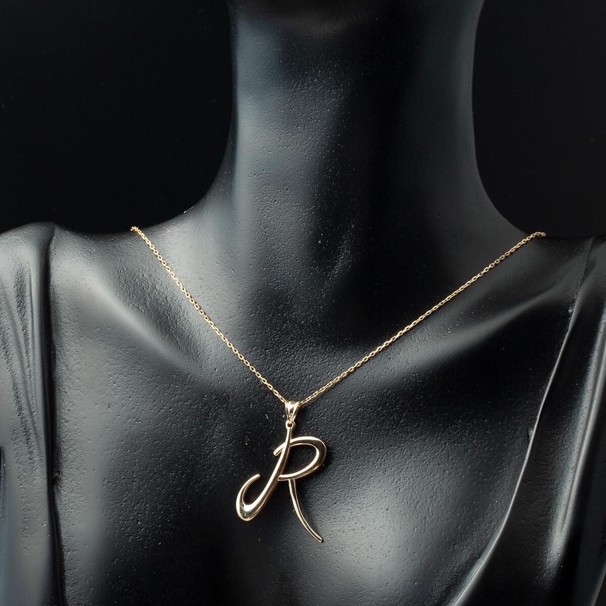 14K Yellow Gold Initial R Letter Pendant