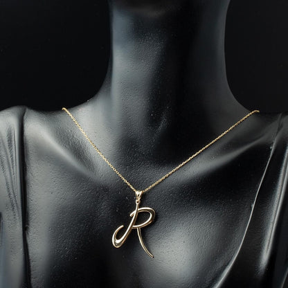14K Yellow Gold Initial R Letter Pendant