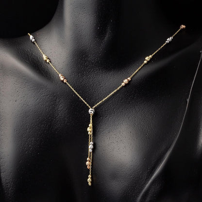 14K Yellow Gold Colored Gold Bead Double Set