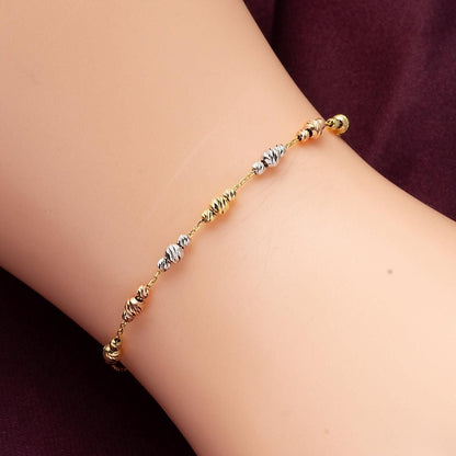 14K Yellow Gold Colored Gold Bead Double Set