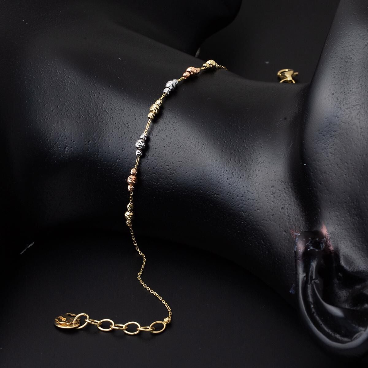 14K Yellow Gold Colored Gold Bead Double Set