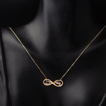 14K Yellow Gold Colored Infinity Cubic Zirconia Necklace