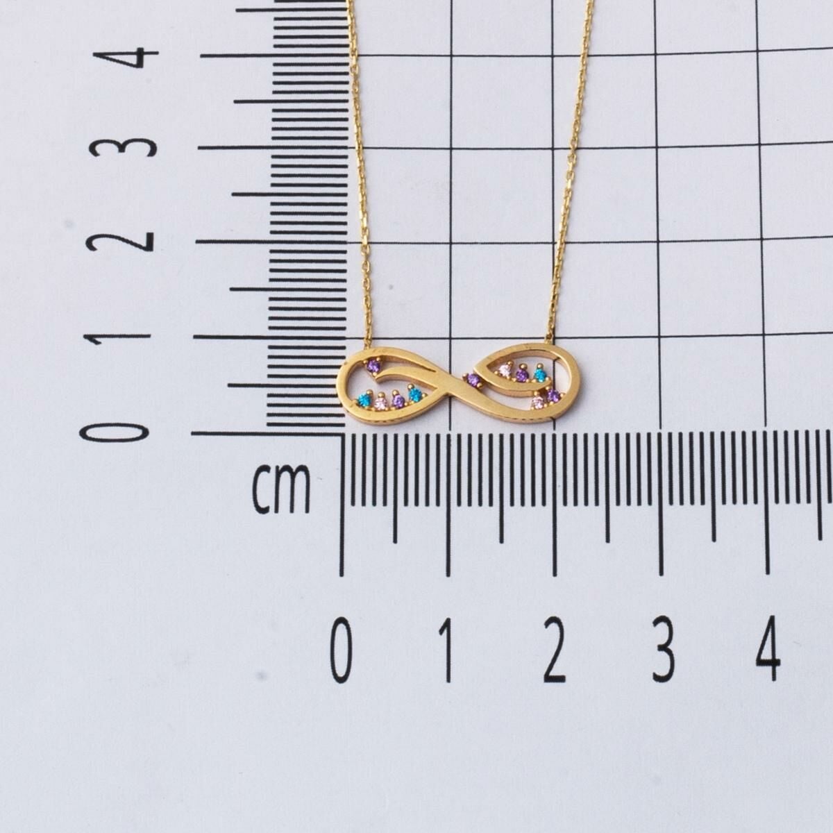 14K Yellow Gold Colored Infinity Cubic Zirconia Necklace
